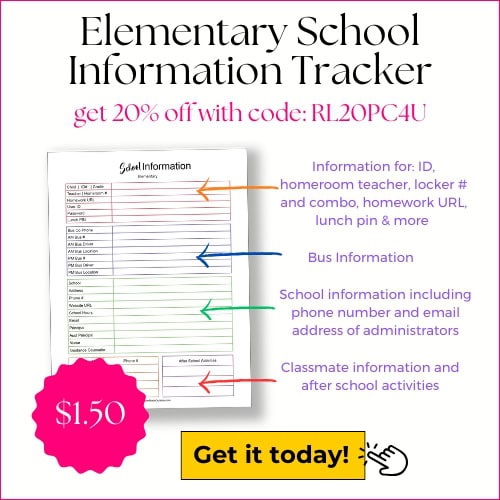 elementary school information tracker