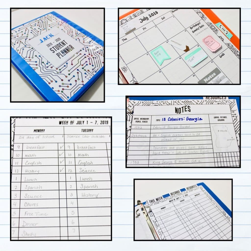 demo pages for circuit board student planner