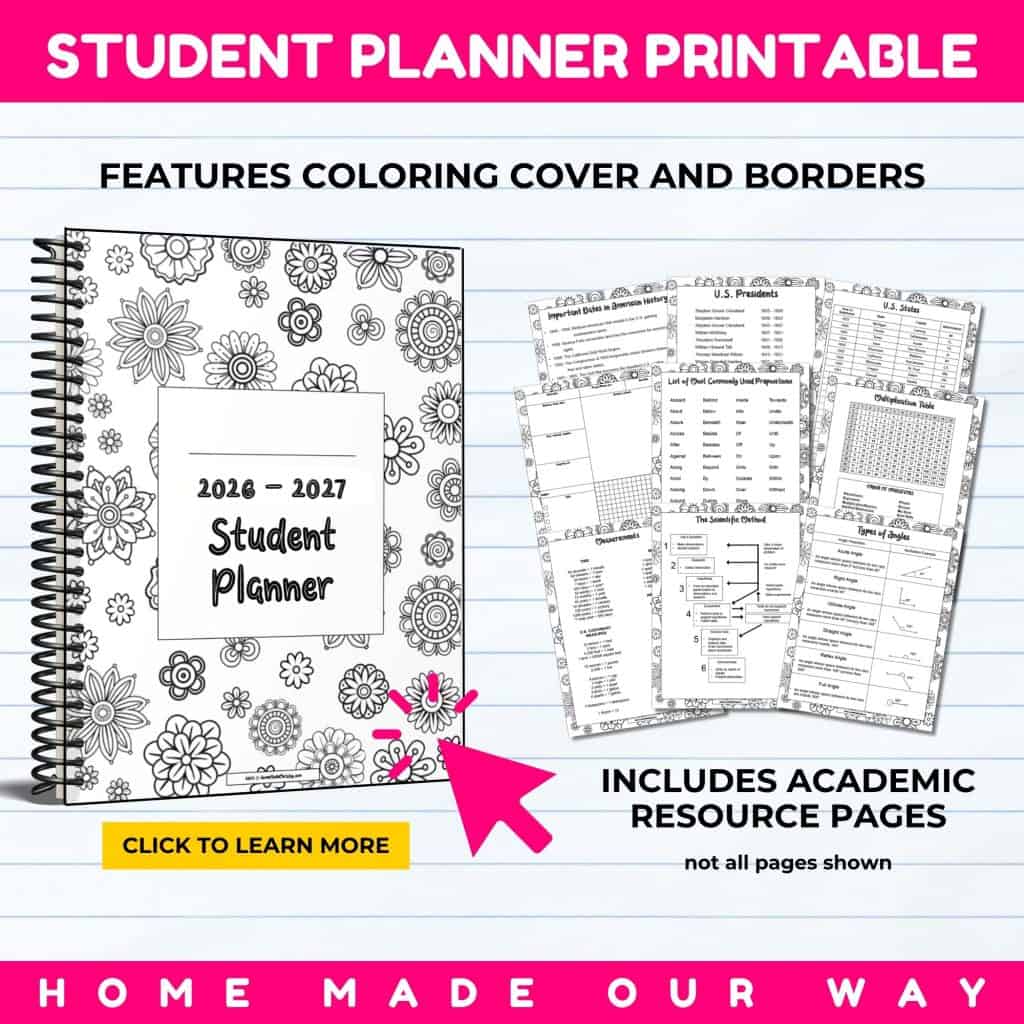floral student planner